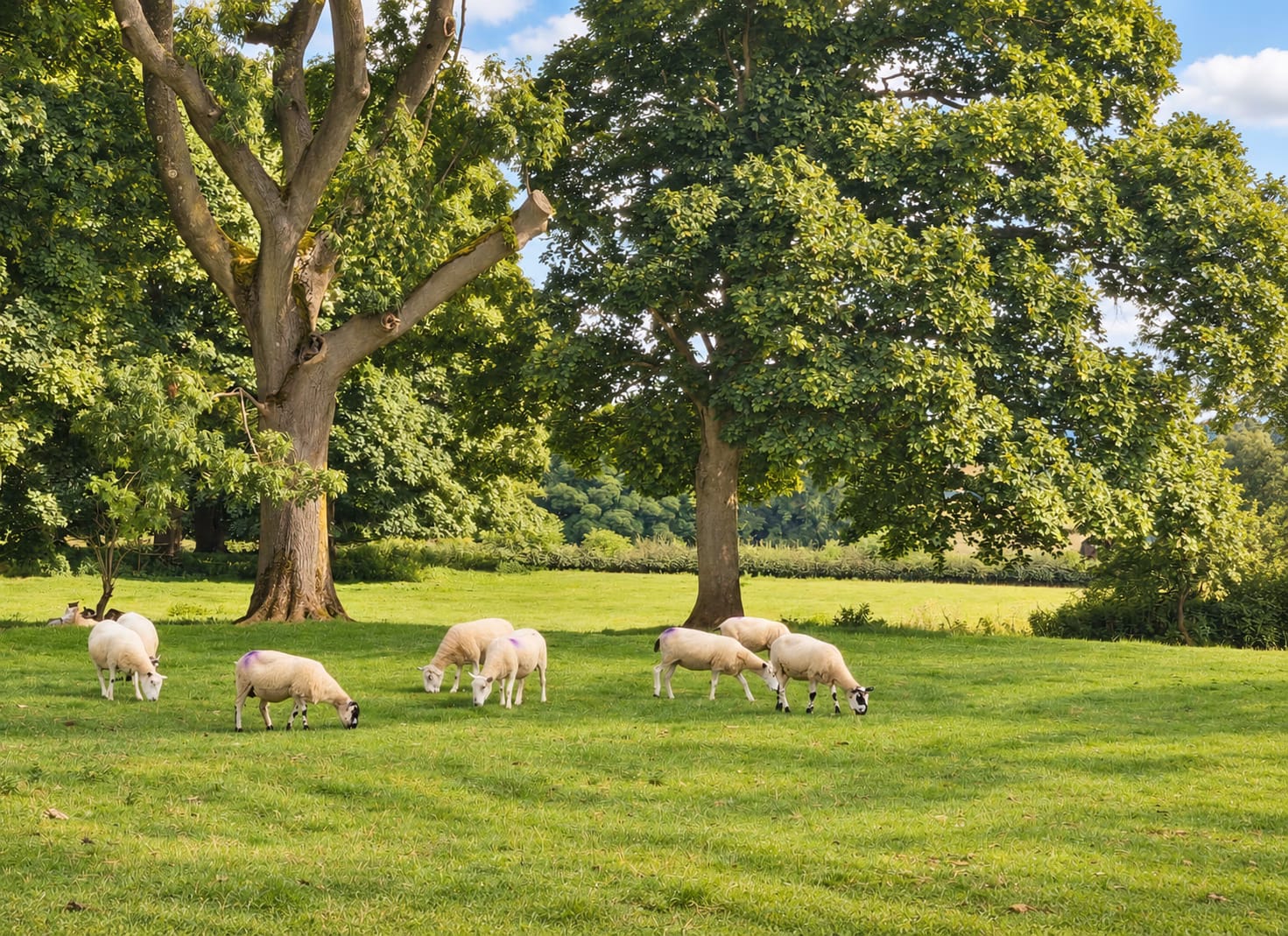 Sheep grazing in the Cotswolds countryside